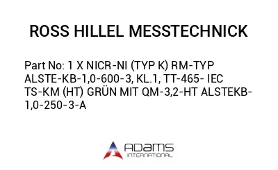 1 X NICR-NI (TYP K) RM-TYP ALSTE-KB-1,0-600-3, KL.1, TT-465- IEC TS-KM (HT) GRÜN MIT QM-3,2-HT ALSTEKB- 1,0-250-3-A