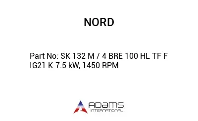 SK 132 M / 4 BRE 100 HL TF F IG21 K 7.5 kW, 1450 RPM